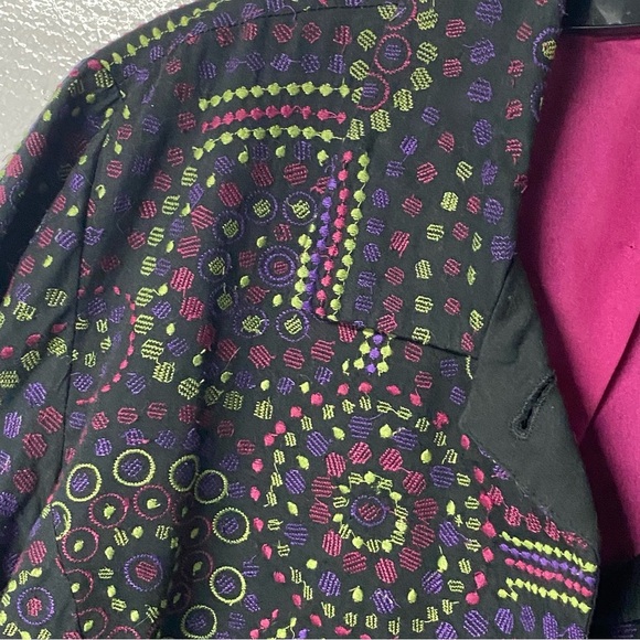 Chico’s Jacket Women Size XL Colorful Embroidered Artsy Button Front Lightweight - Picture 3 of 9